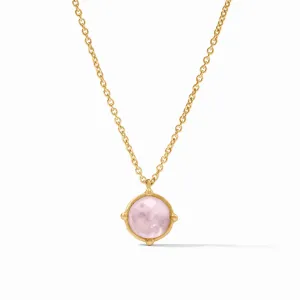 Julie Vos Honeybee Iridescent Rose Solitaire 24K Gold Plated Necklace