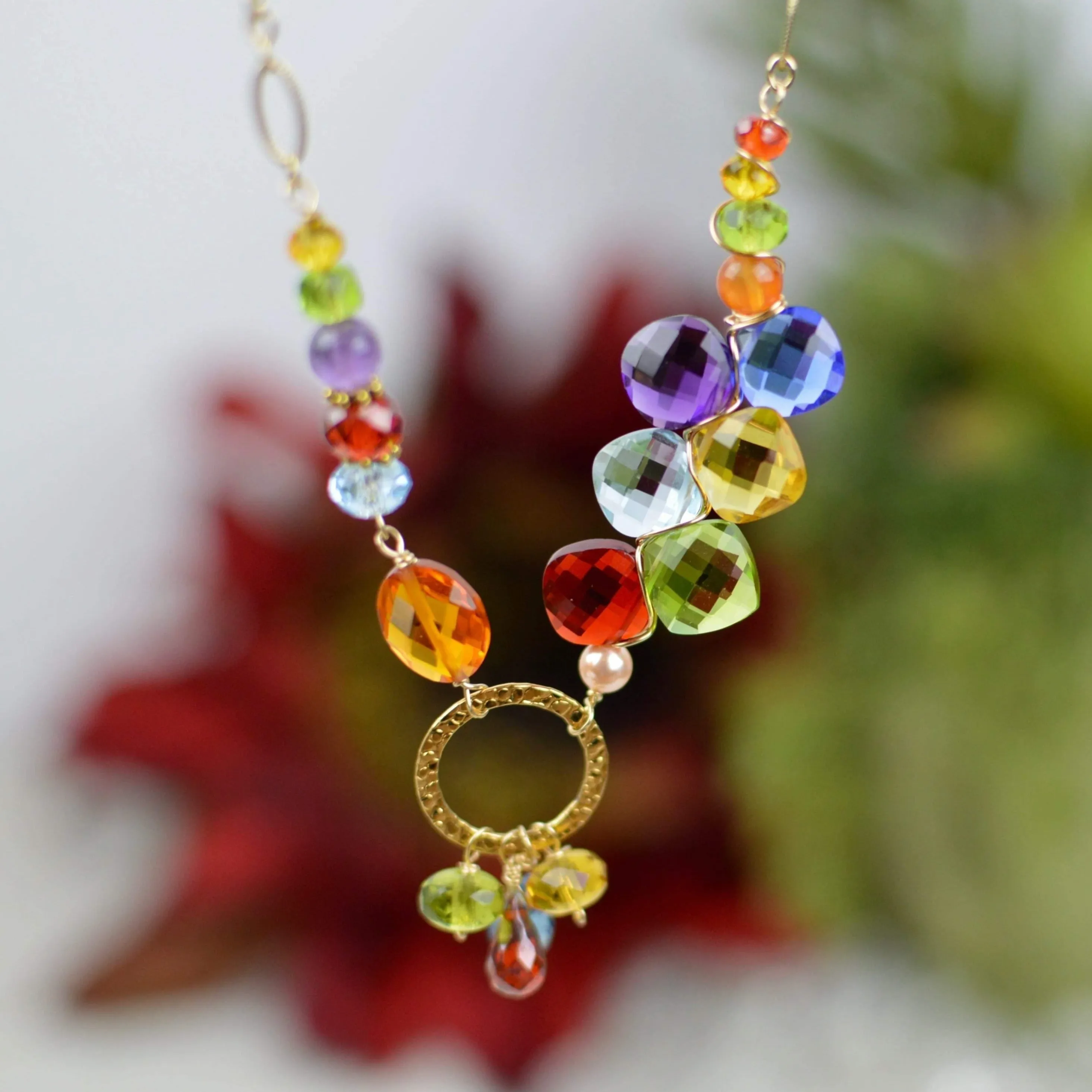 Juno Colorful Asymmetrical Multigem Necklace