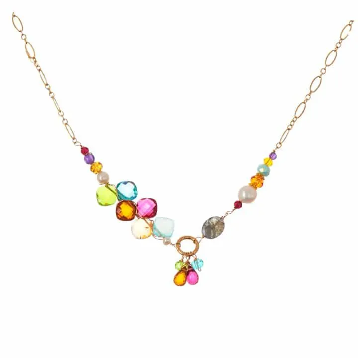 Juno Colorful Asymmetrical Multigem Necklace