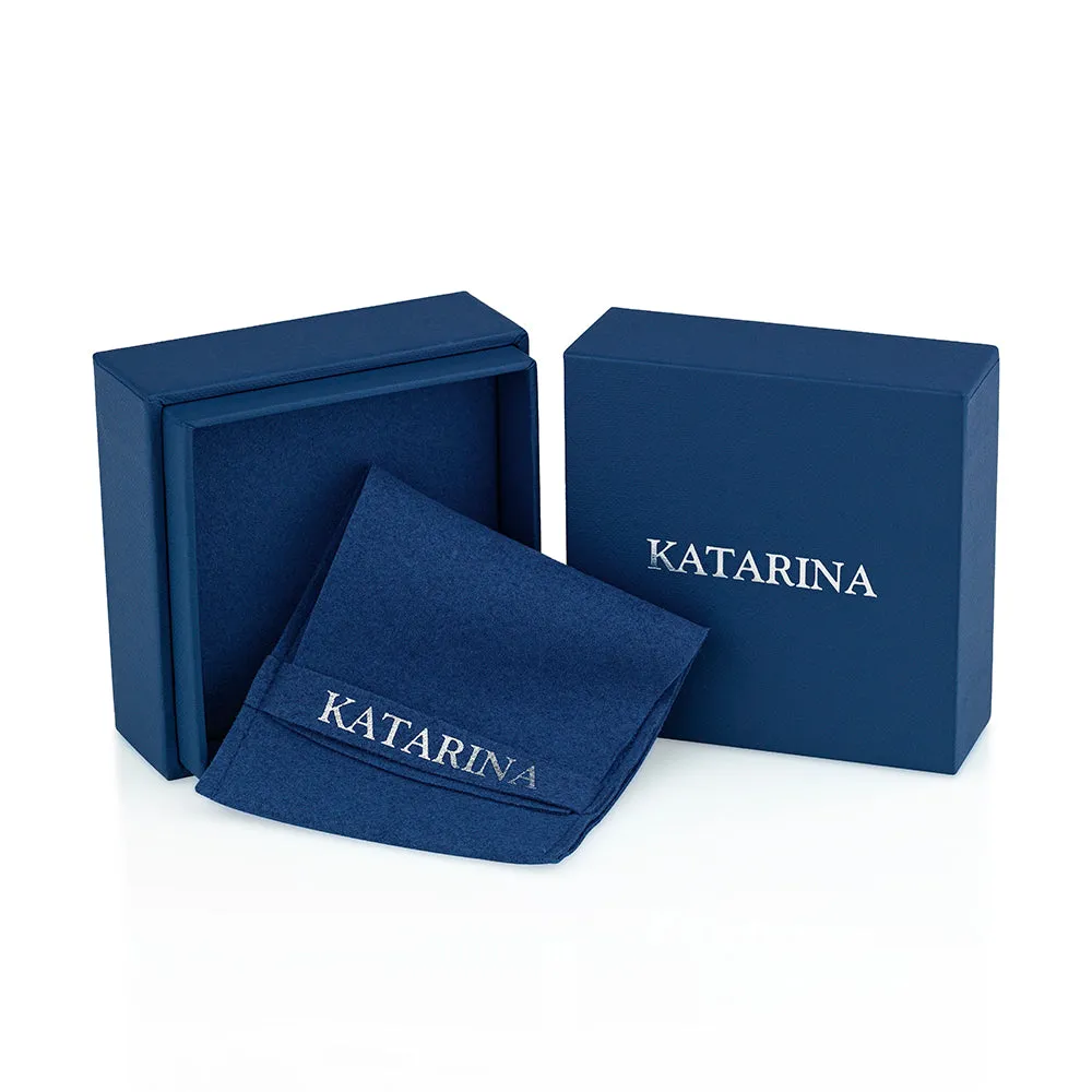 KATARINA Diamond and Blue Sapphire Cluster Stud Earrings (1 1/2 cttw)