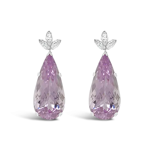 Kunzite & Diamond Drop Earrings