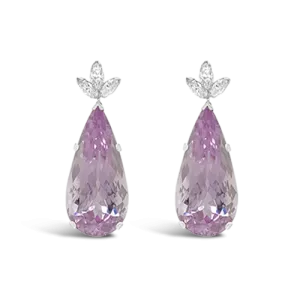 Kunzite & Diamond Drop Earrings