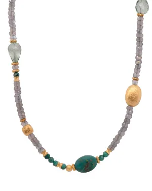 Labradorite, Prasiolite, Malachite, and Chrysocolla Necklace 24K Fair Trade Gold Vermeil