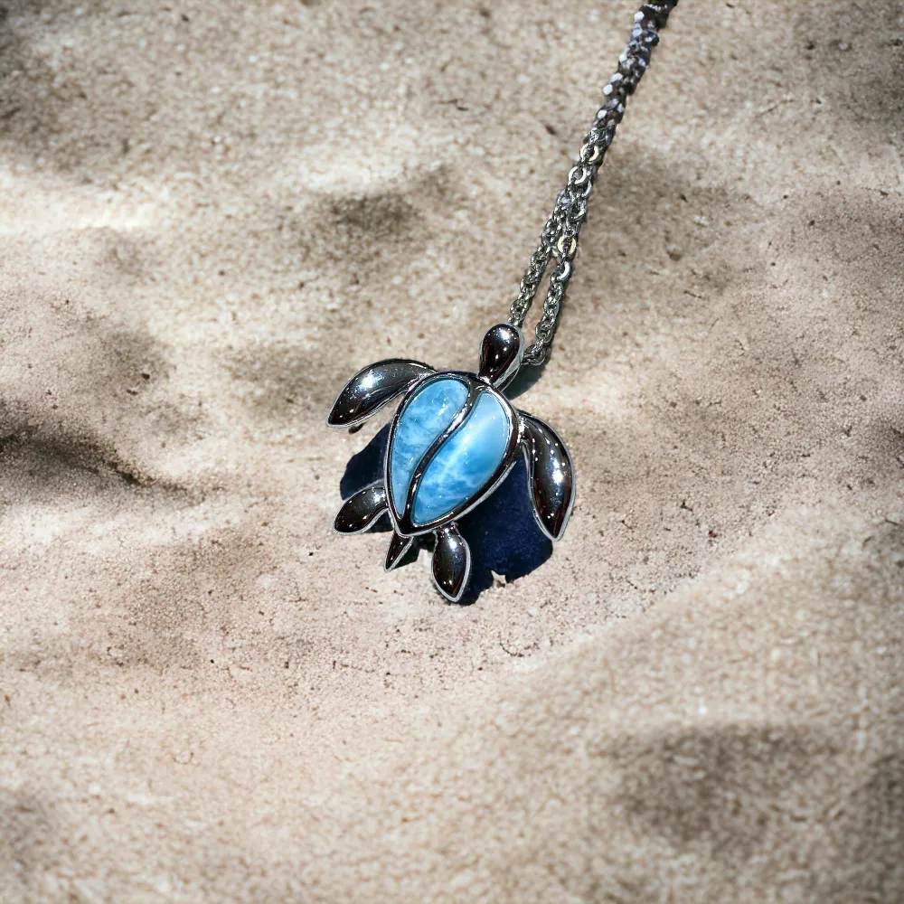 Larimar Kauai Honu Turtle Pendant by Alamea