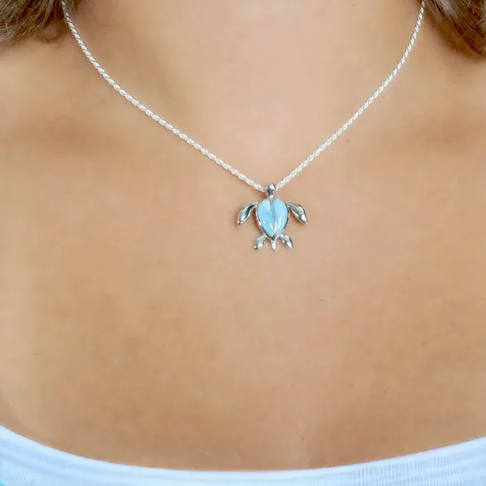 Larimar Kauai Honu Turtle Pendant by Alamea