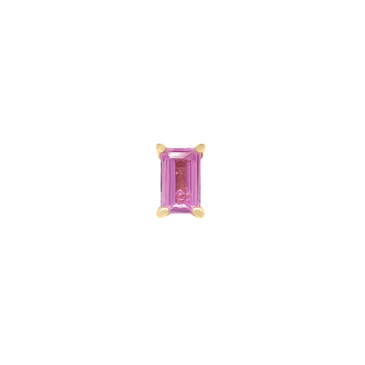 Mini Baguette Pink Sapphire Threaded Flat Back Earring | .5GMS .10CT | Single