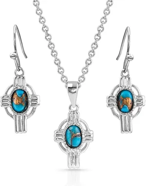 Montana Silversmiths Easter Cross Turquoise Jewelry Set