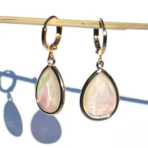 MOONSTONE TEARDROP HUGGIE