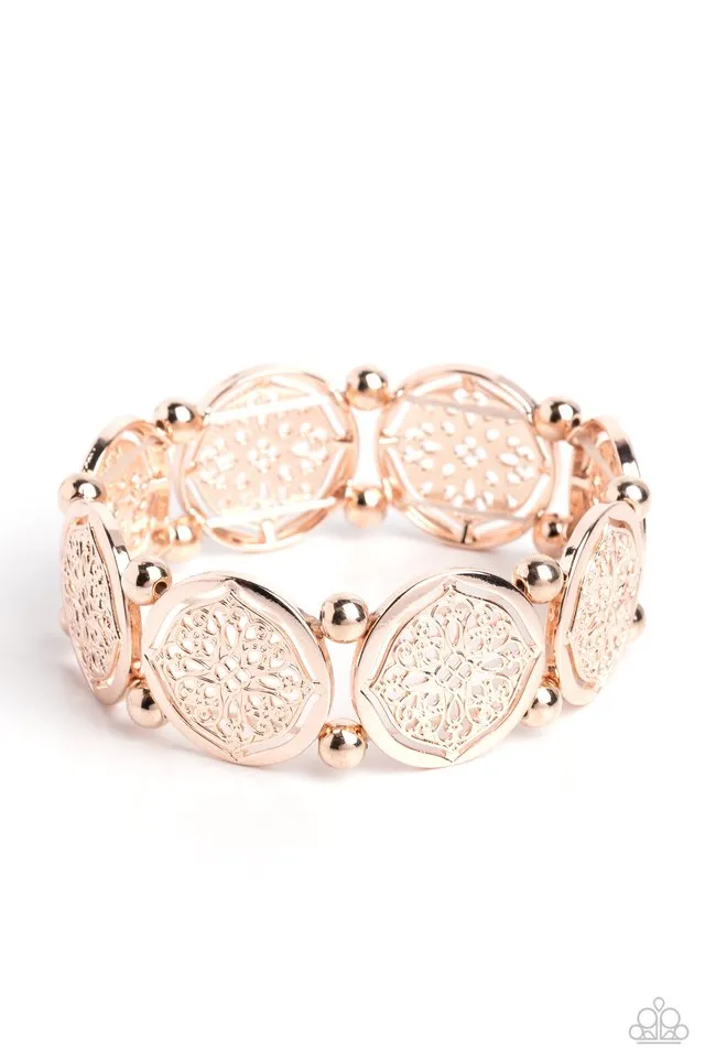 Paparazzi Bracelet ~ Filigree Fanfare - Rose Gold