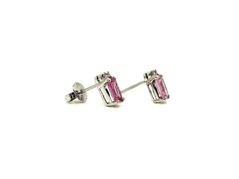 Pink Sapphire And Diamond Stud Ad No.0709 (5/7mm)