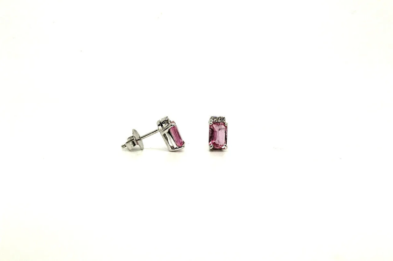 Pink Sapphire And Diamond Stud Ad No.0709 (5/7mm)