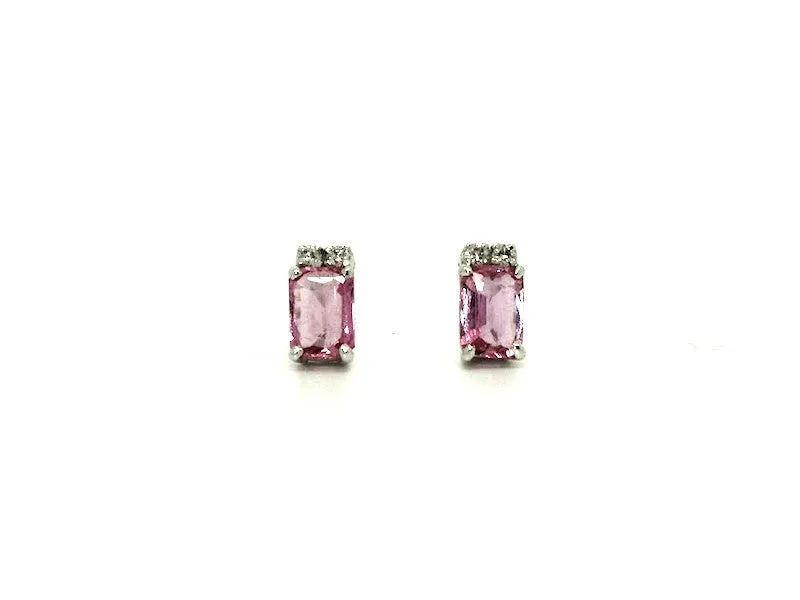 Pink Sapphire And Diamond Stud Ad No.0709 (5/7mm)