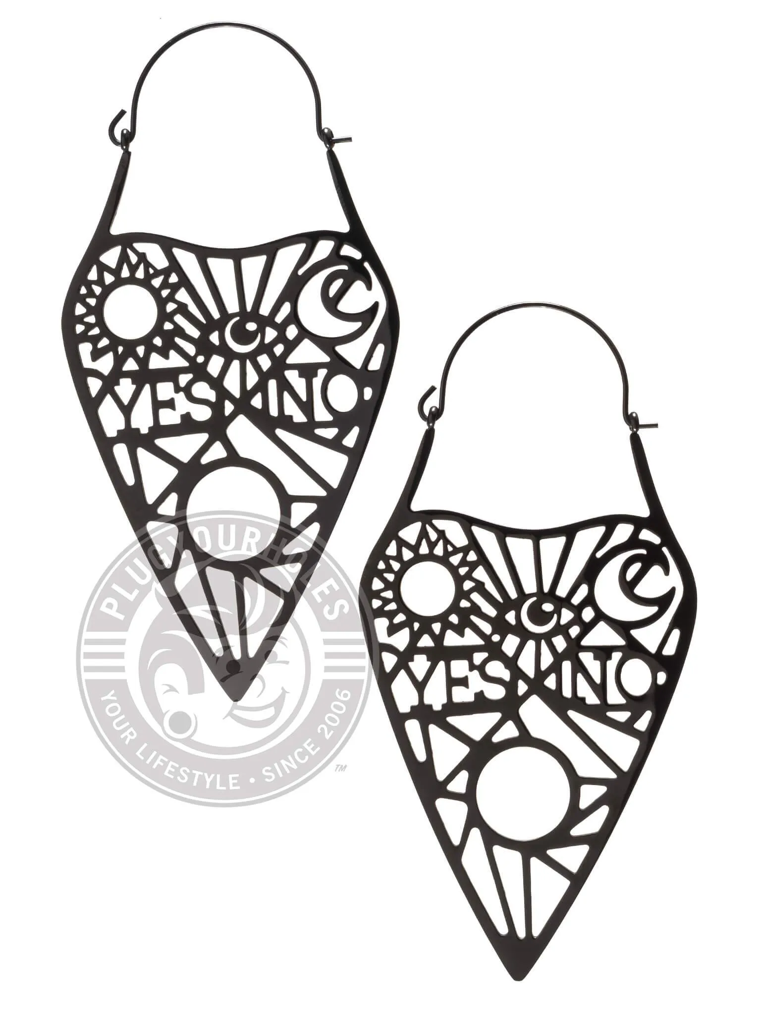 Planchette Dangle Hoop Steel Earrings