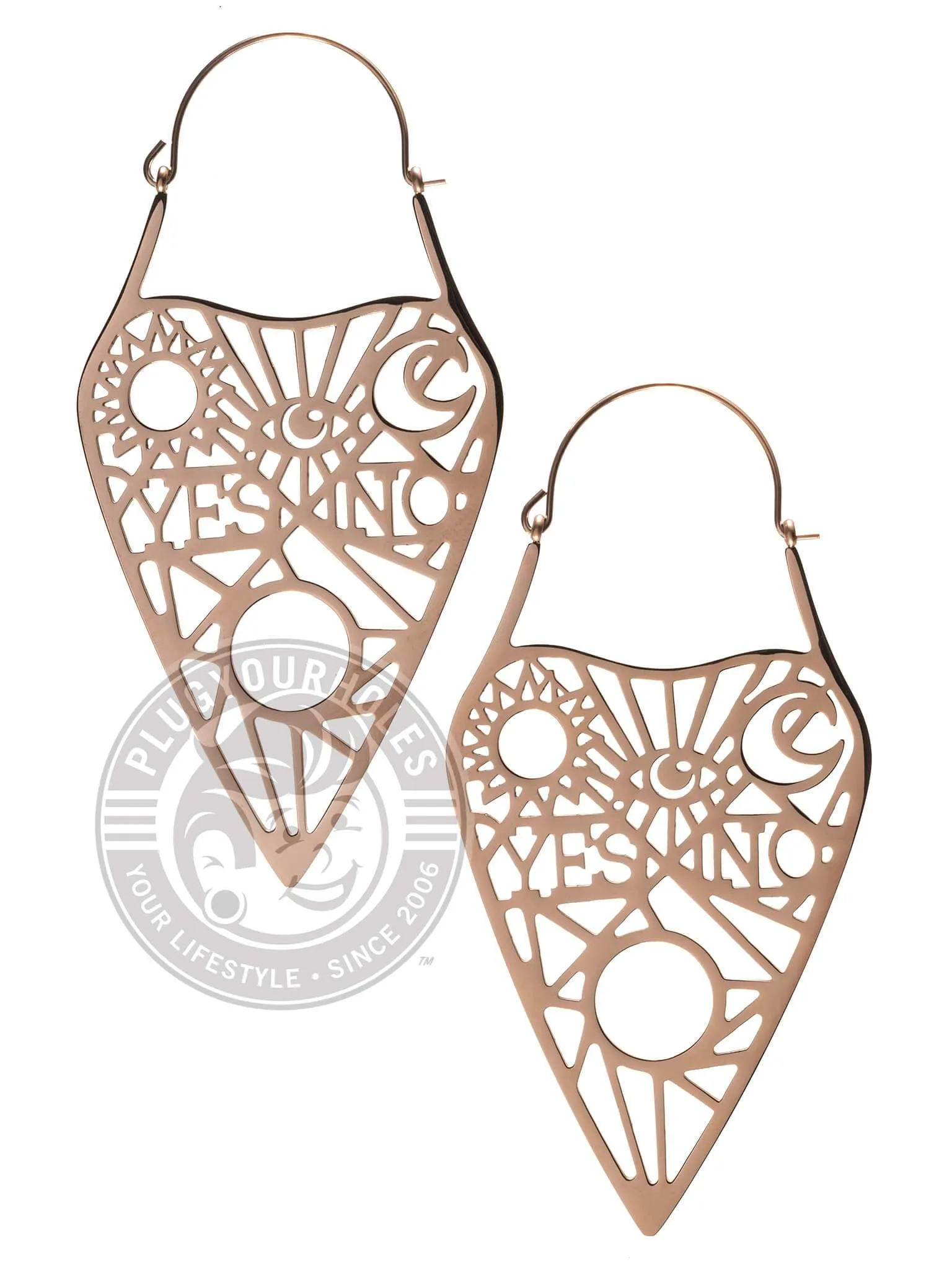 Planchette Dangle Hoop Steel Earrings