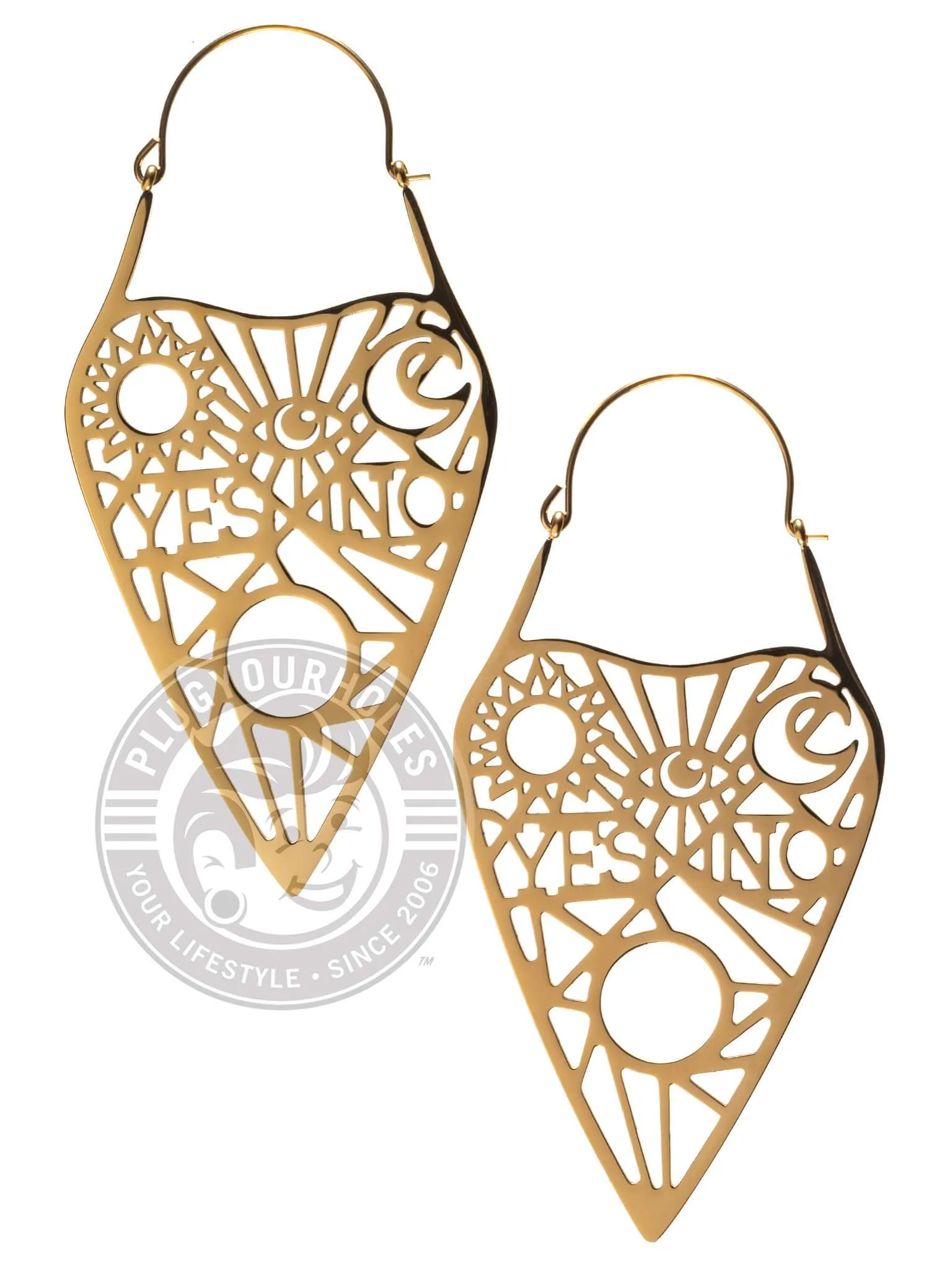 Planchette Dangle Hoop Steel Earrings