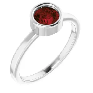 Platinum 5.5 mm Natural Mozambique Garnet Ring