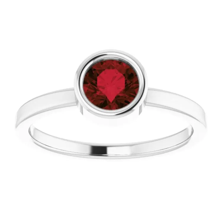 Platinum 5.5 mm Natural Mozambique Garnet Ring