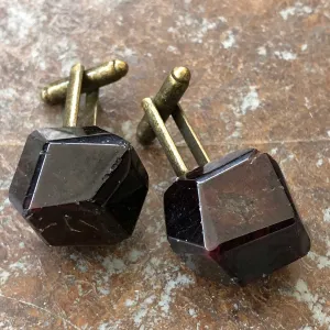 Polished Garnet Crystal Cufflinks