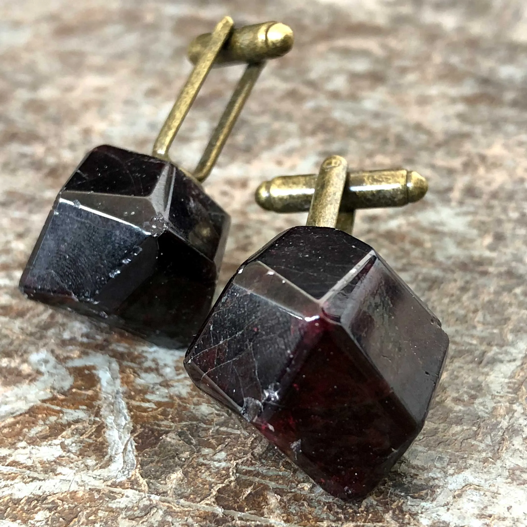 Polished Garnet Crystal Cufflinks