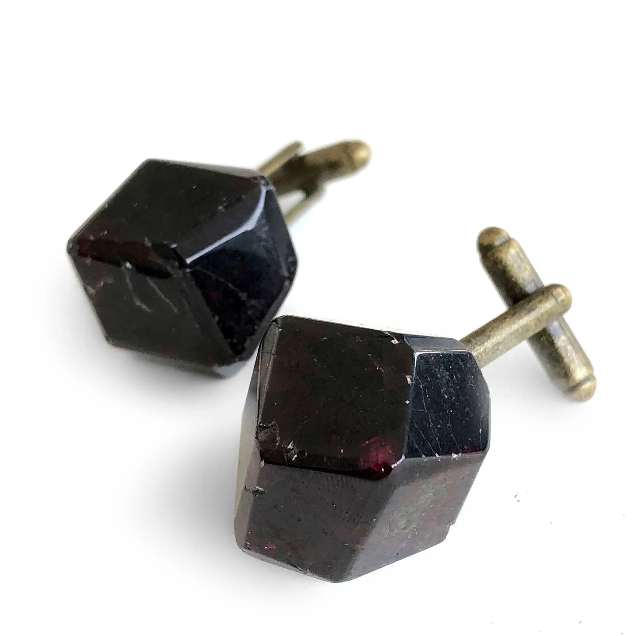 Polished Garnet Crystal Cufflinks