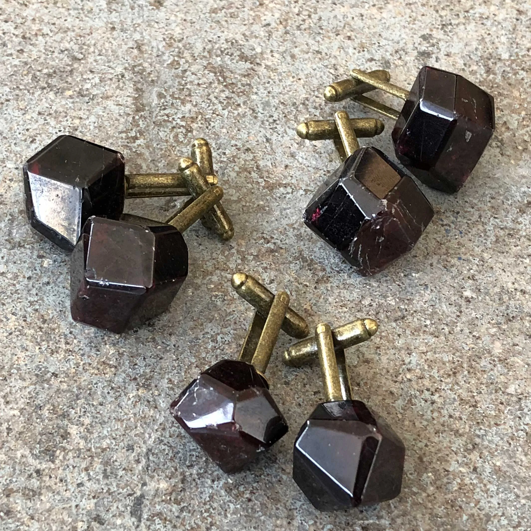 Polished Garnet Crystal Cufflinks