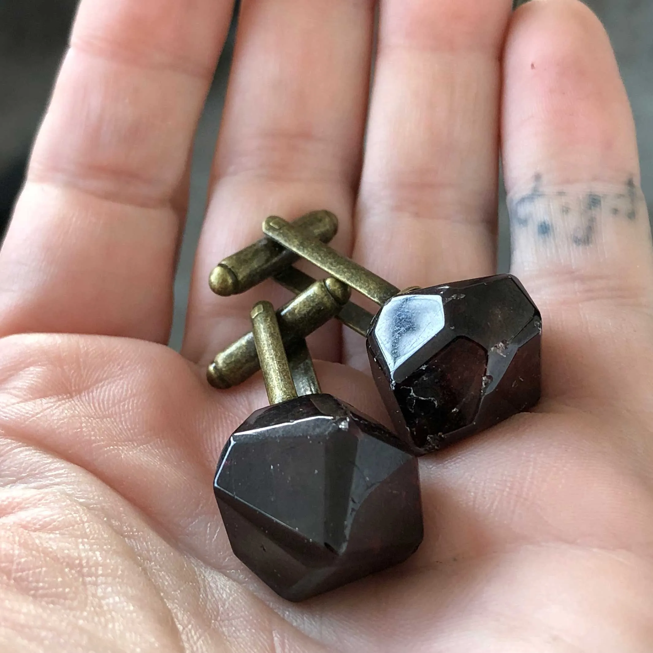 Polished Garnet Crystal Cufflinks