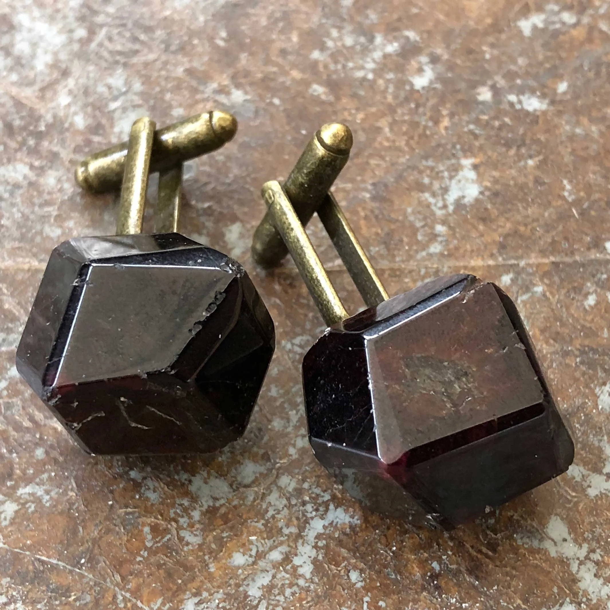 Polished Garnet Crystal Cufflinks