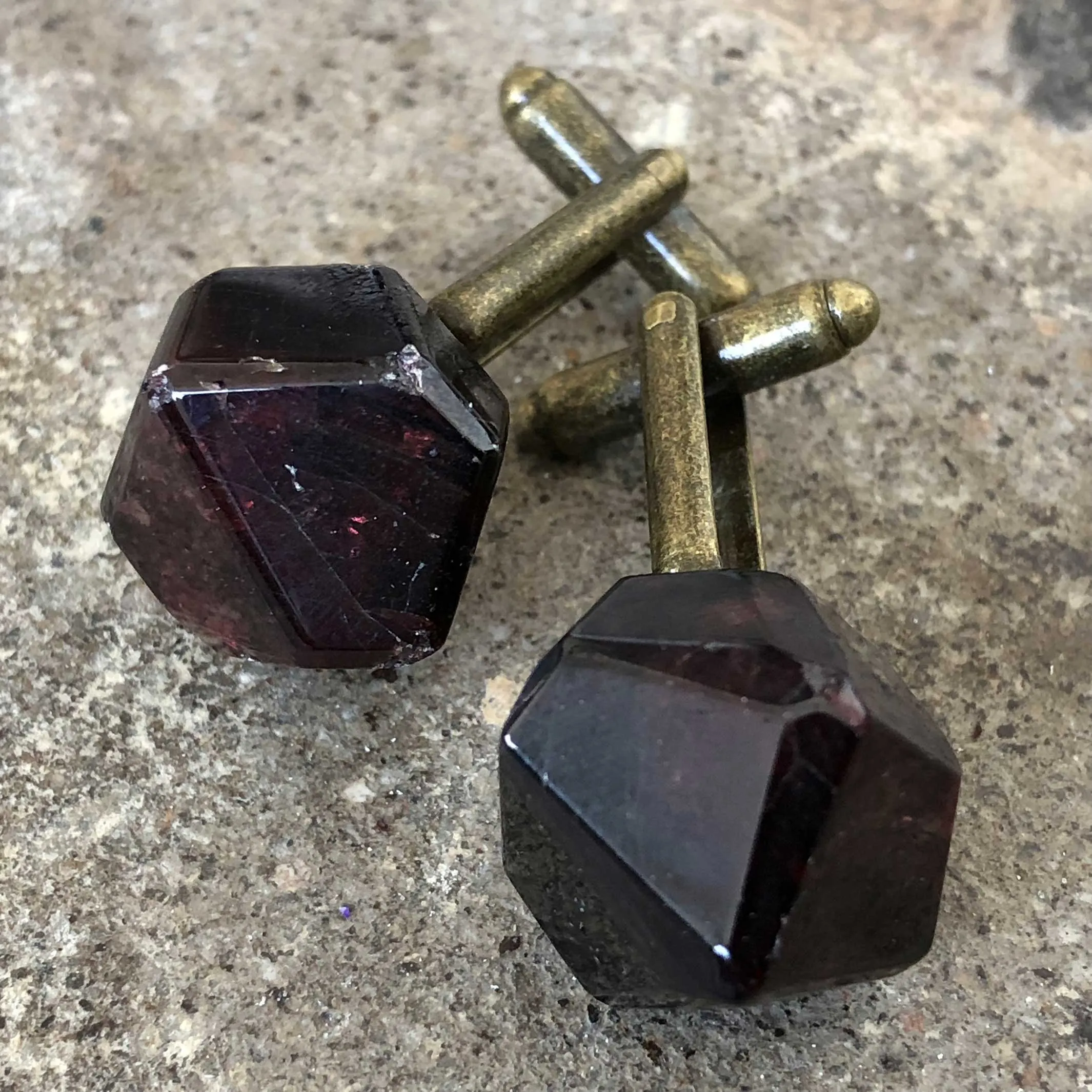 Polished Garnet Crystal Cufflinks