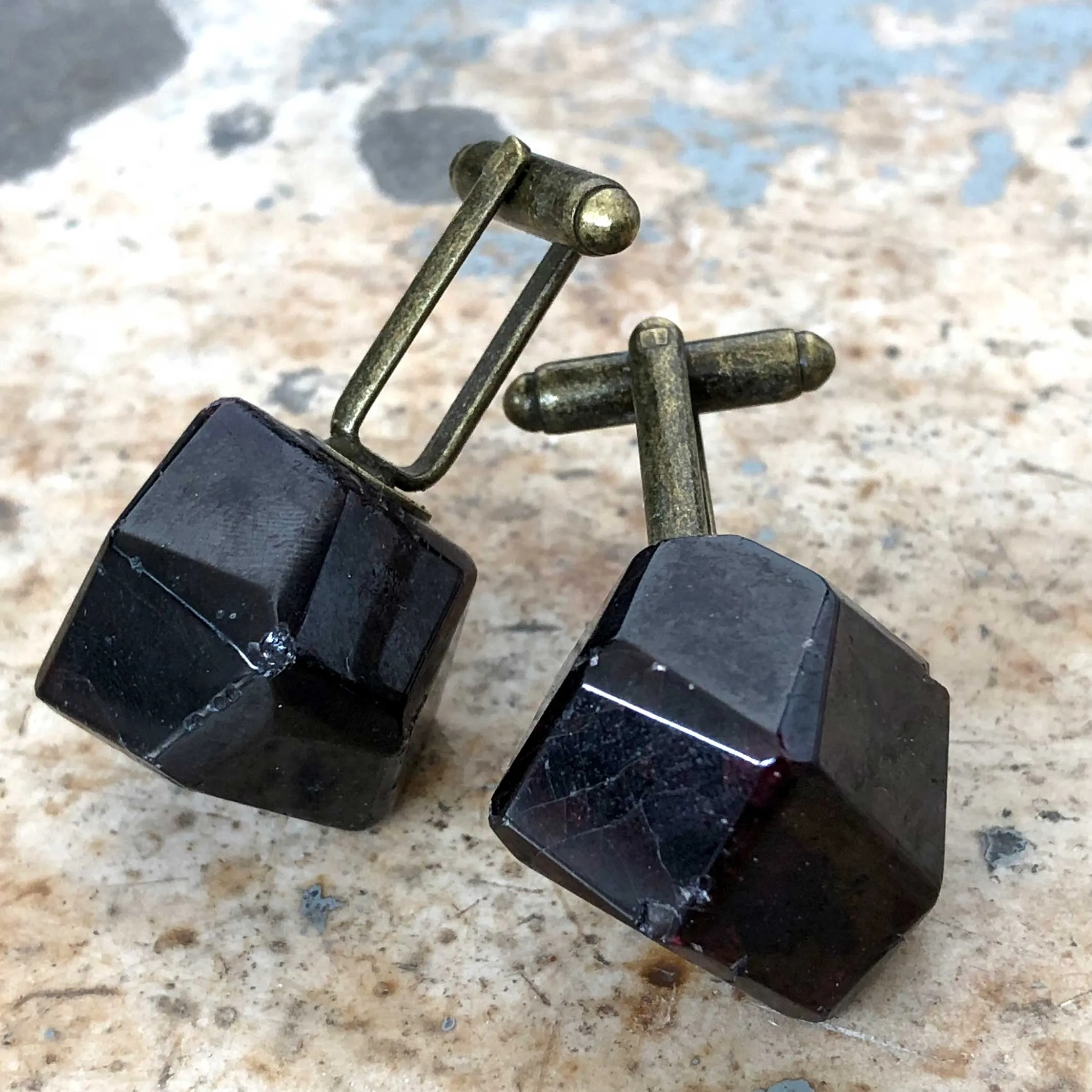 Polished Garnet Crystal Cufflinks