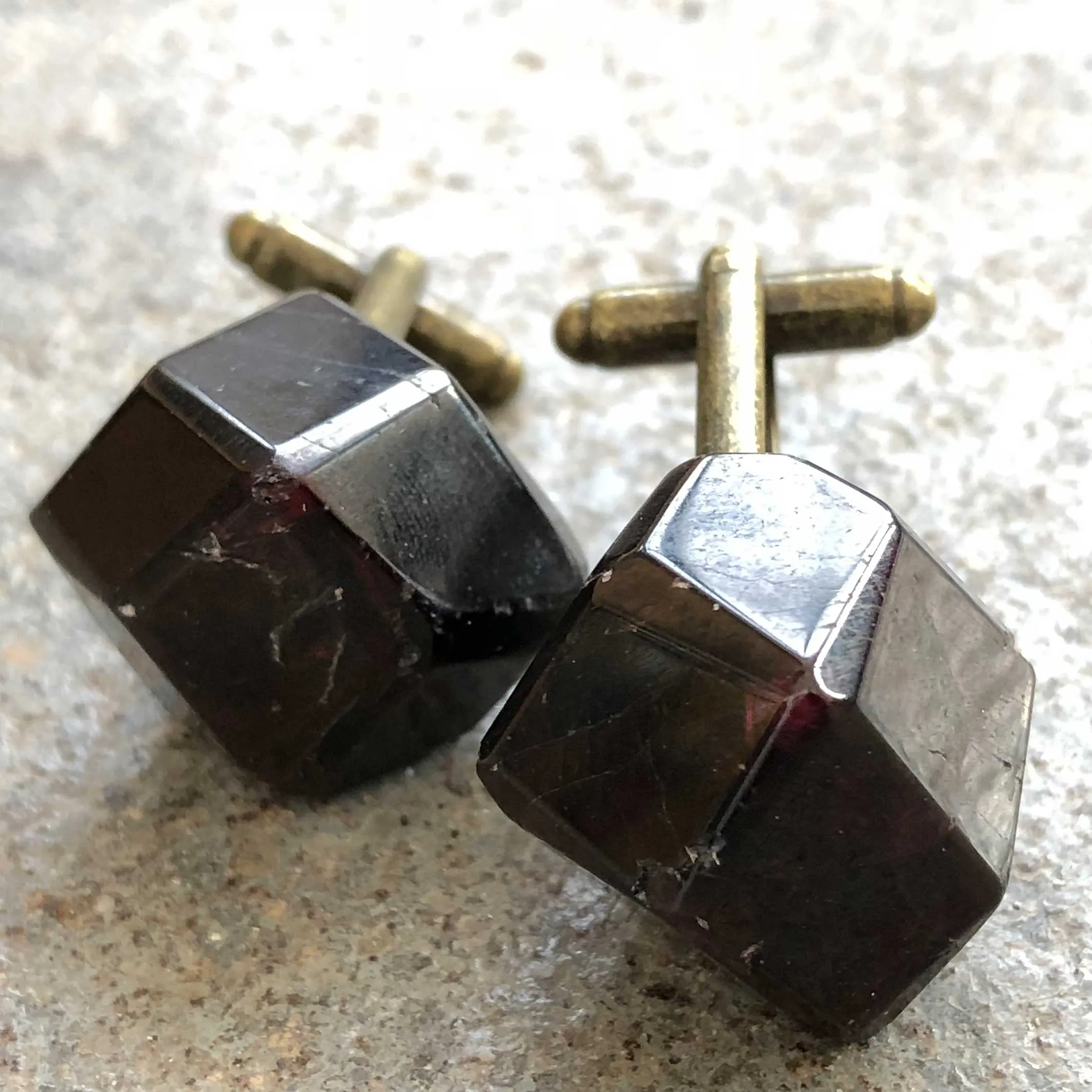 Polished Garnet Crystal Cufflinks