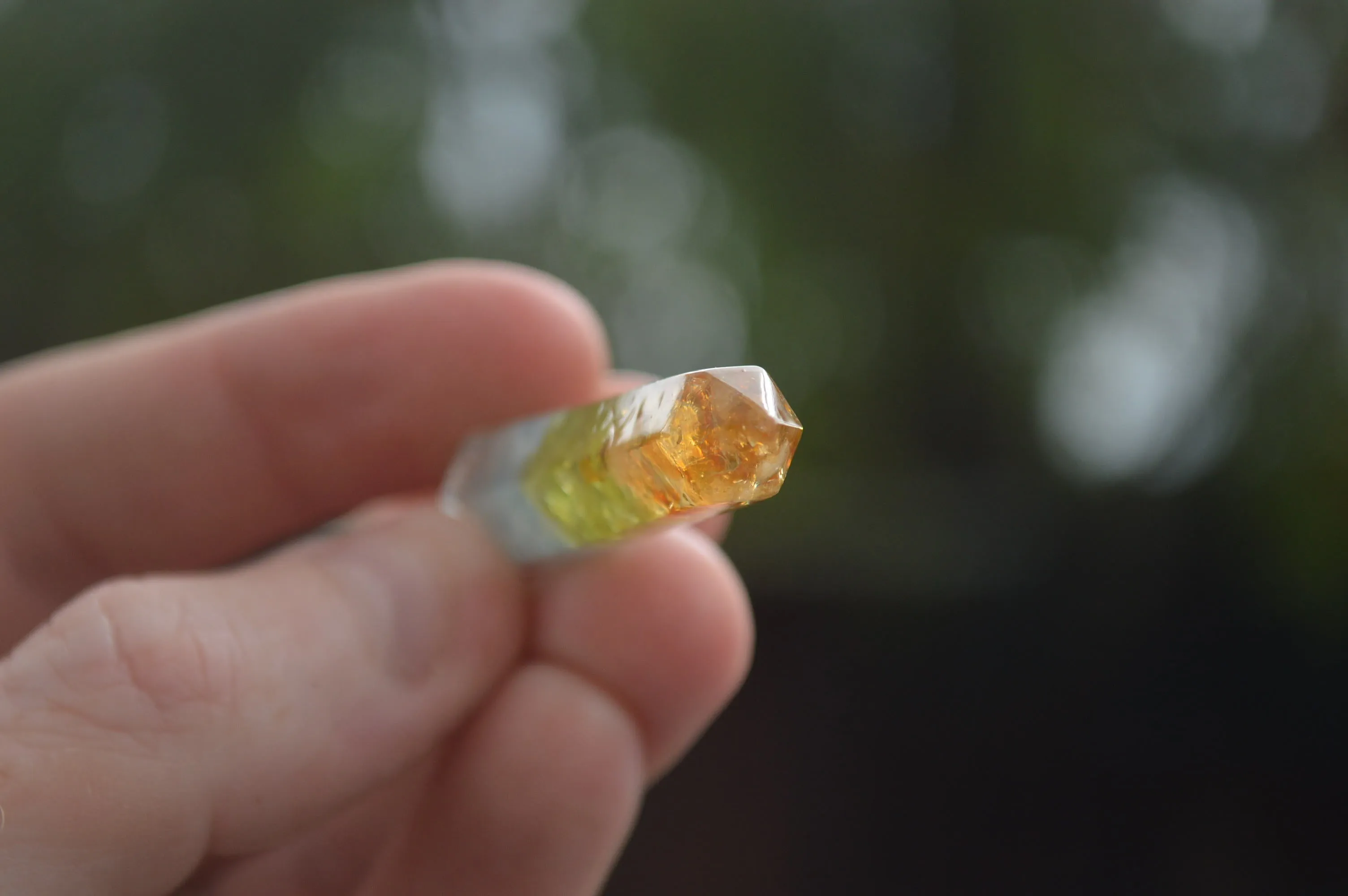 Polished Packaged Hand Crafted Mid Chakra Resin Pendant with Stone Chips - sold per piece - From Bulwer, South Africa