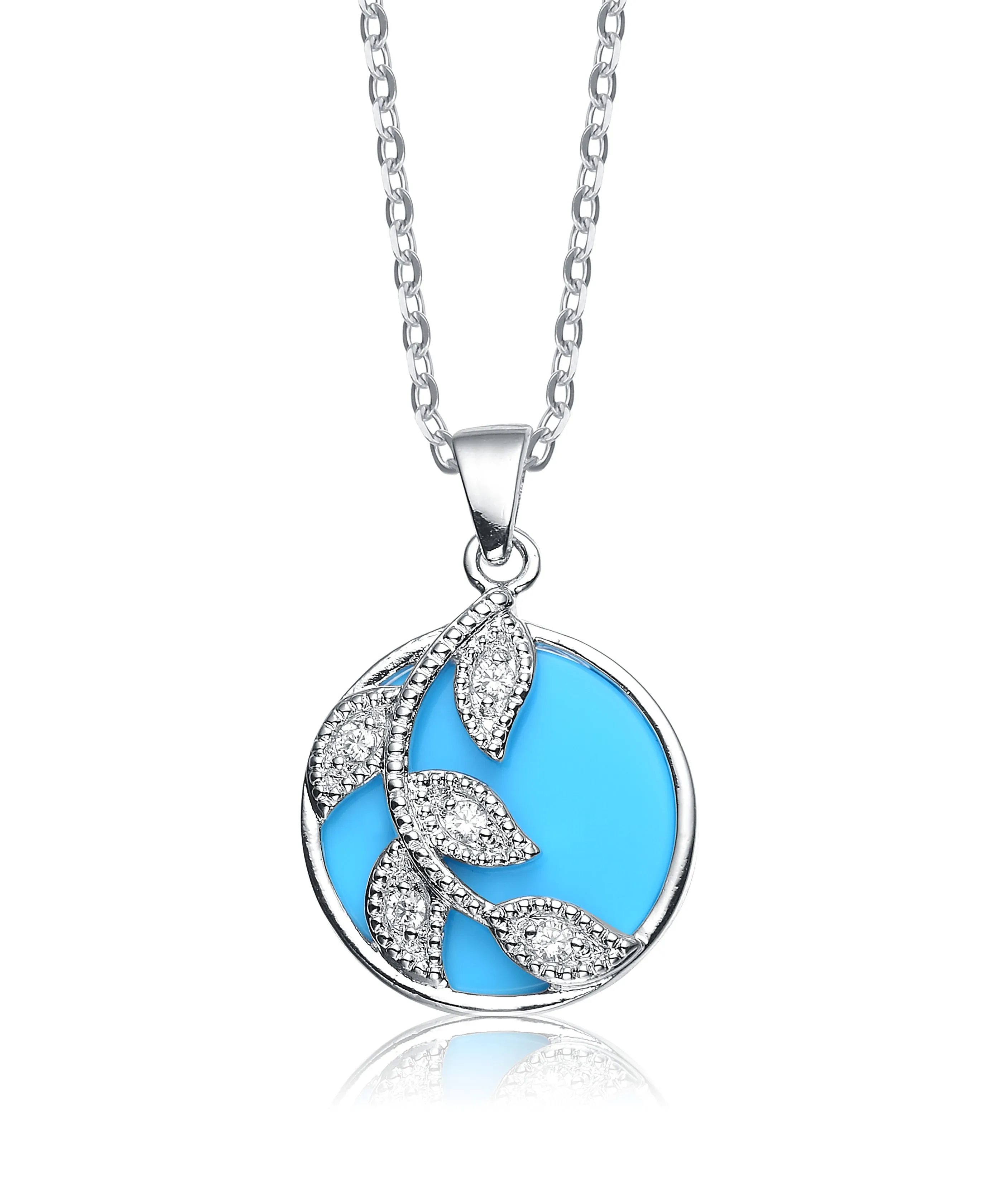 Provence SIlver Leaf Turquoise Necklace