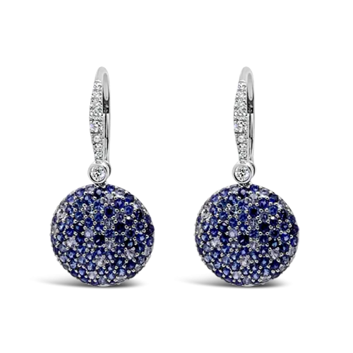 Sapphire & Diamond Dangle Disc Earrings