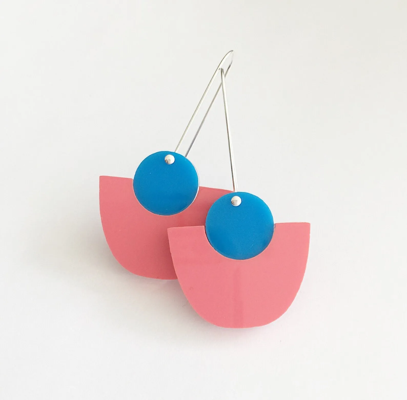 See Saw Drop Earrings - Coral & Sky