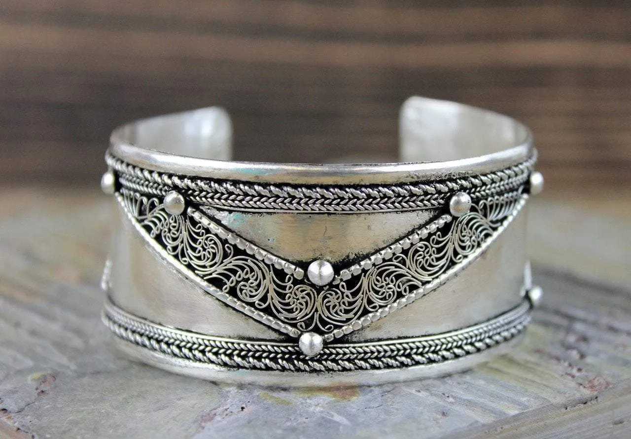 Silver Filagree Cuff Bracelet