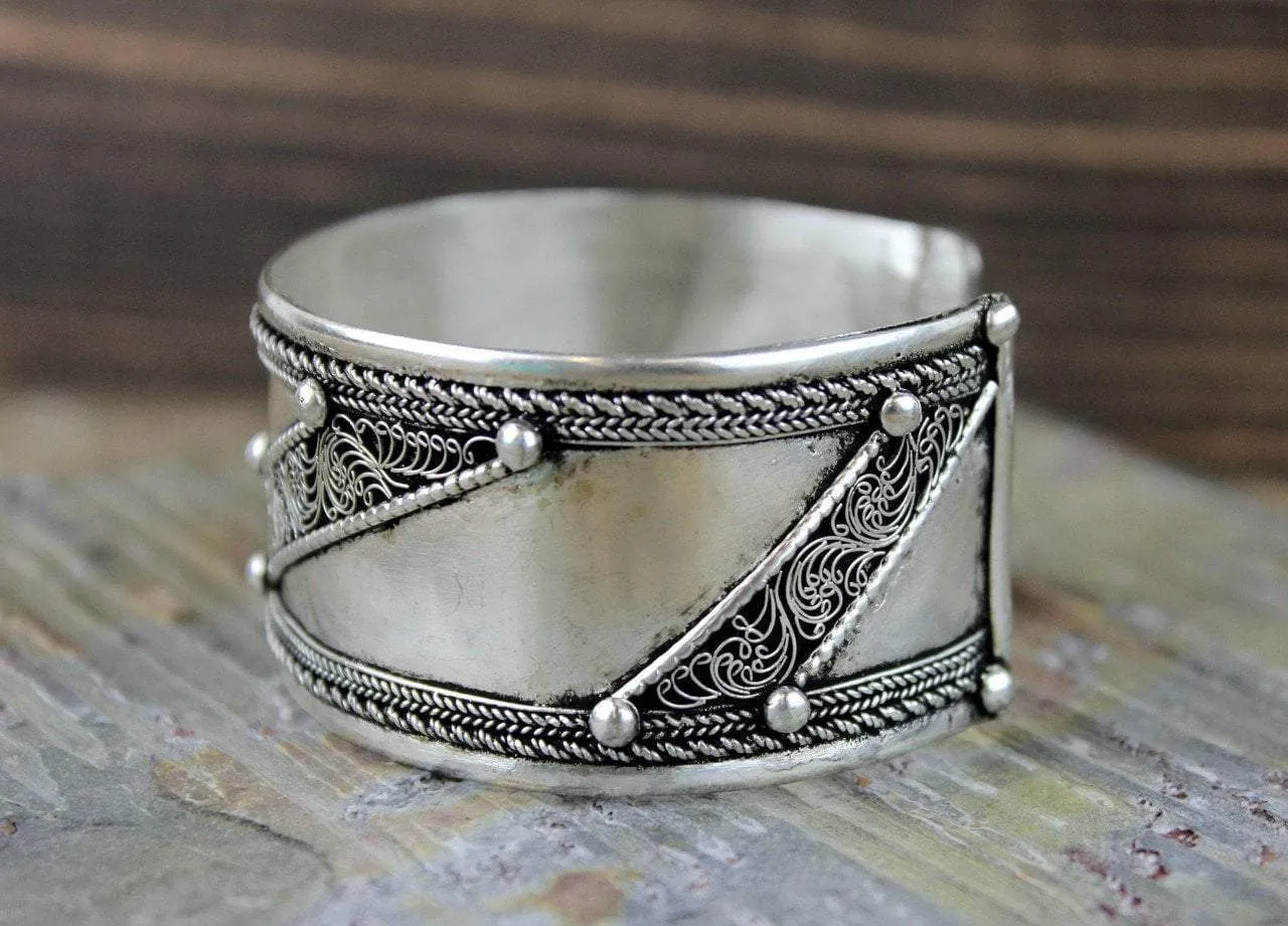 Silver Filagree Cuff Bracelet