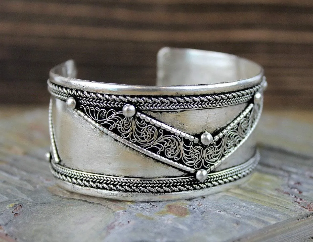 Silver Filagree Cuff Bracelet