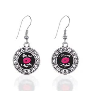 Silver Kiss My Aspie Circle Charm Dangle Earrings