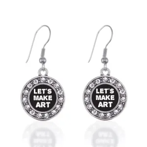 Silver Let's Make Art Circle Charm Dangle Earrings