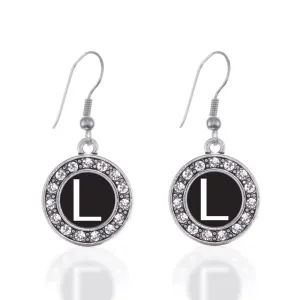 Silver My Initials - Letter L Circle Charm Dangle Earrings