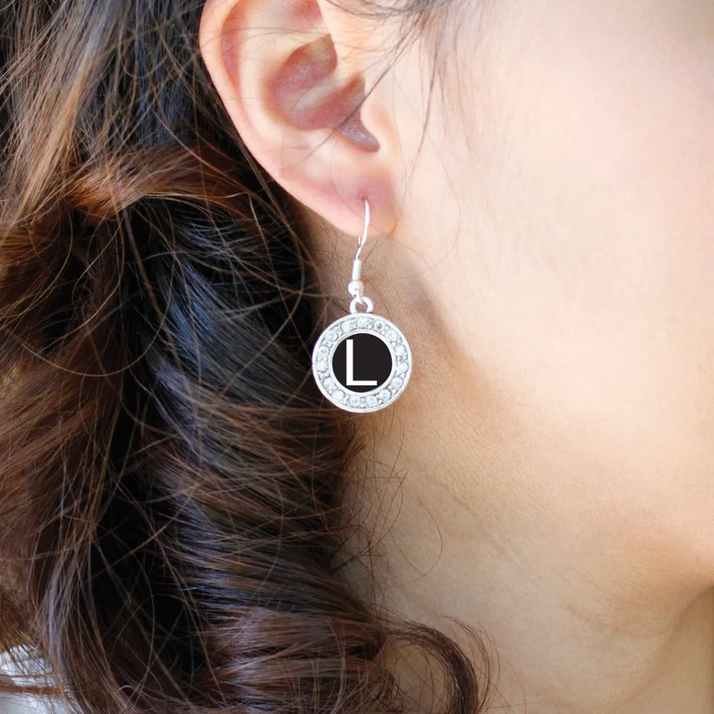 Silver My Initials - Letter L Circle Charm Dangle Earrings