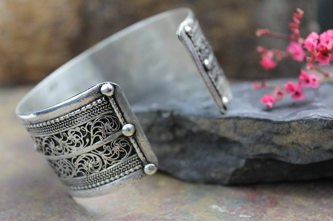 Silver Plated Filigree Cuff Bracelet