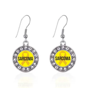 Silver Sarcoma Circle Charm Dangle Earrings