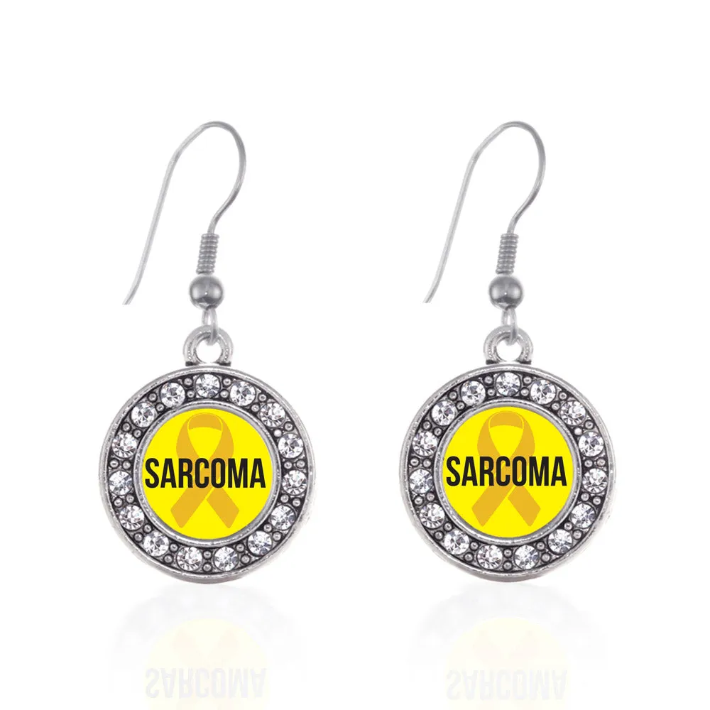 Silver Sarcoma Circle Charm Dangle Earrings