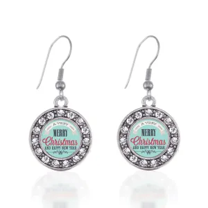 Silver Very Merry Circle Charm Dangle Earrings