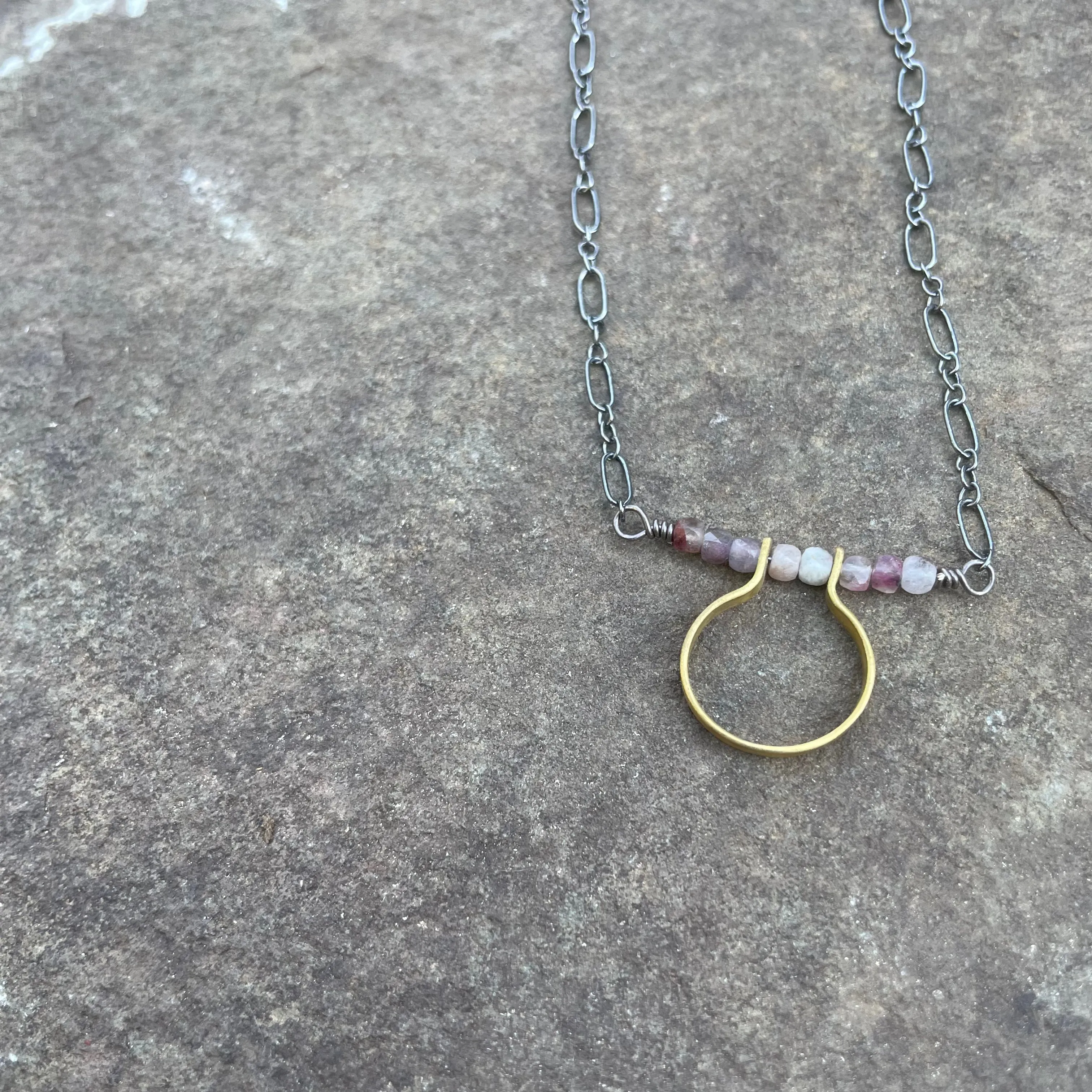 Small Round Arch Necklace with Stones by Eric Silva