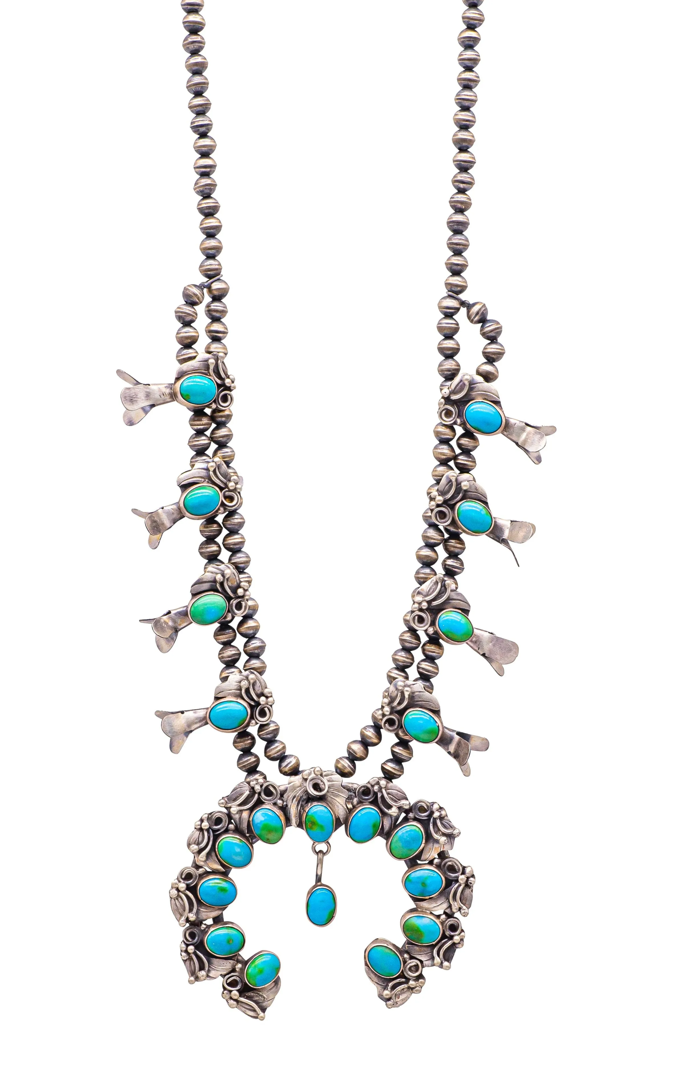 Sonoran Gold Turquoise Squash Blossom Necklace | Elain Becenti