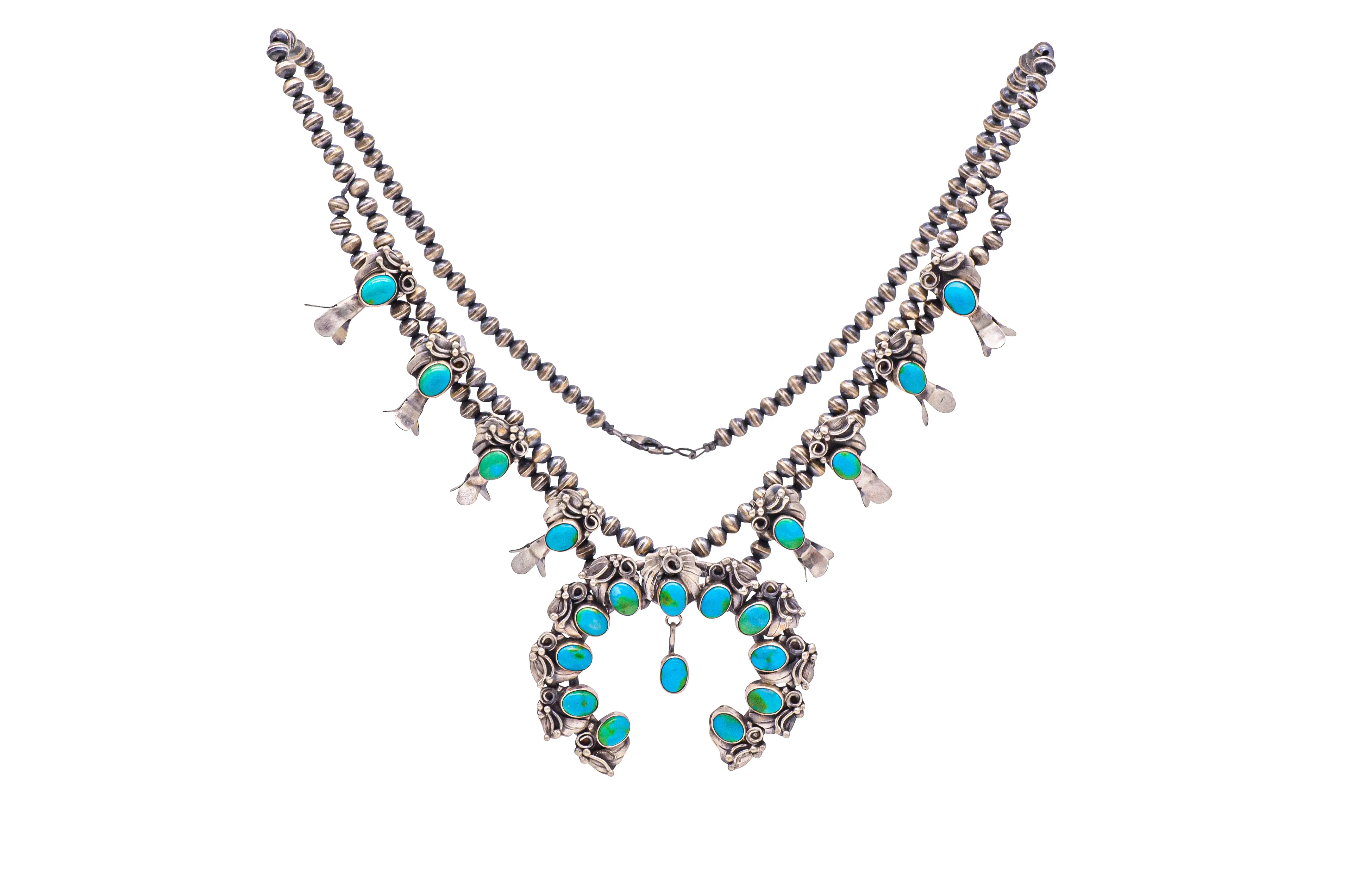 Sonoran Gold Turquoise Squash Blossom Necklace | Elain Becenti