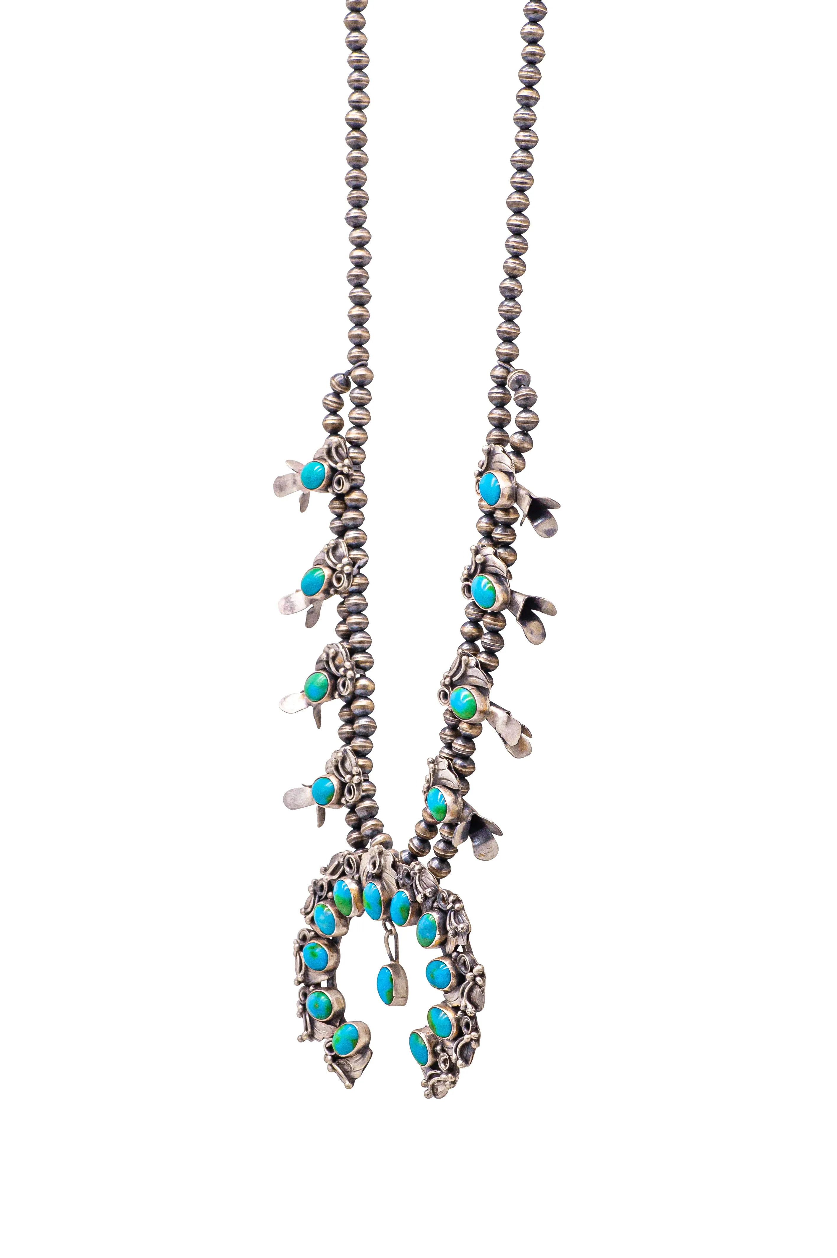 Sonoran Gold Turquoise Squash Blossom Necklace | Elain Becenti