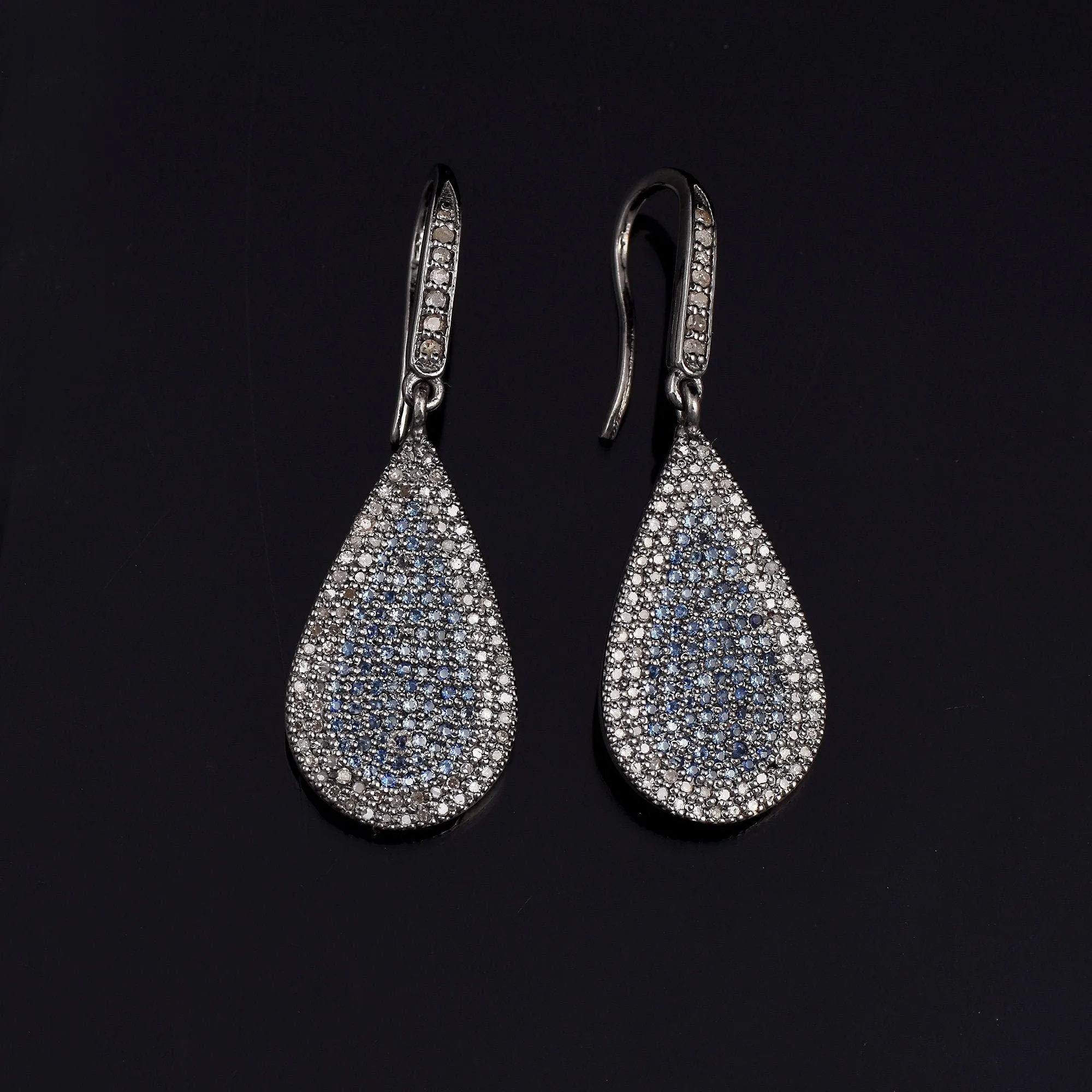 Teardrop Sapphire Diamond Earrings